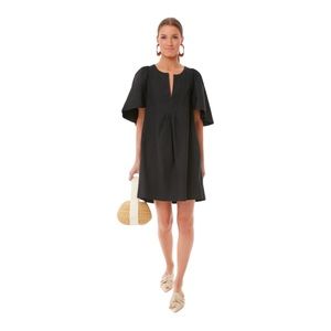 Pomander Place Tuckernuck Black Finley Flutter Sleeve Dress Pleated Cotton Sm